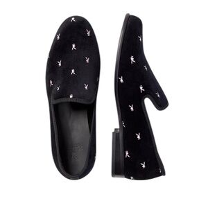 PLAYBOY Duke + Dexter Velvet Mini Rabbit Head Loafers Size 11 Black